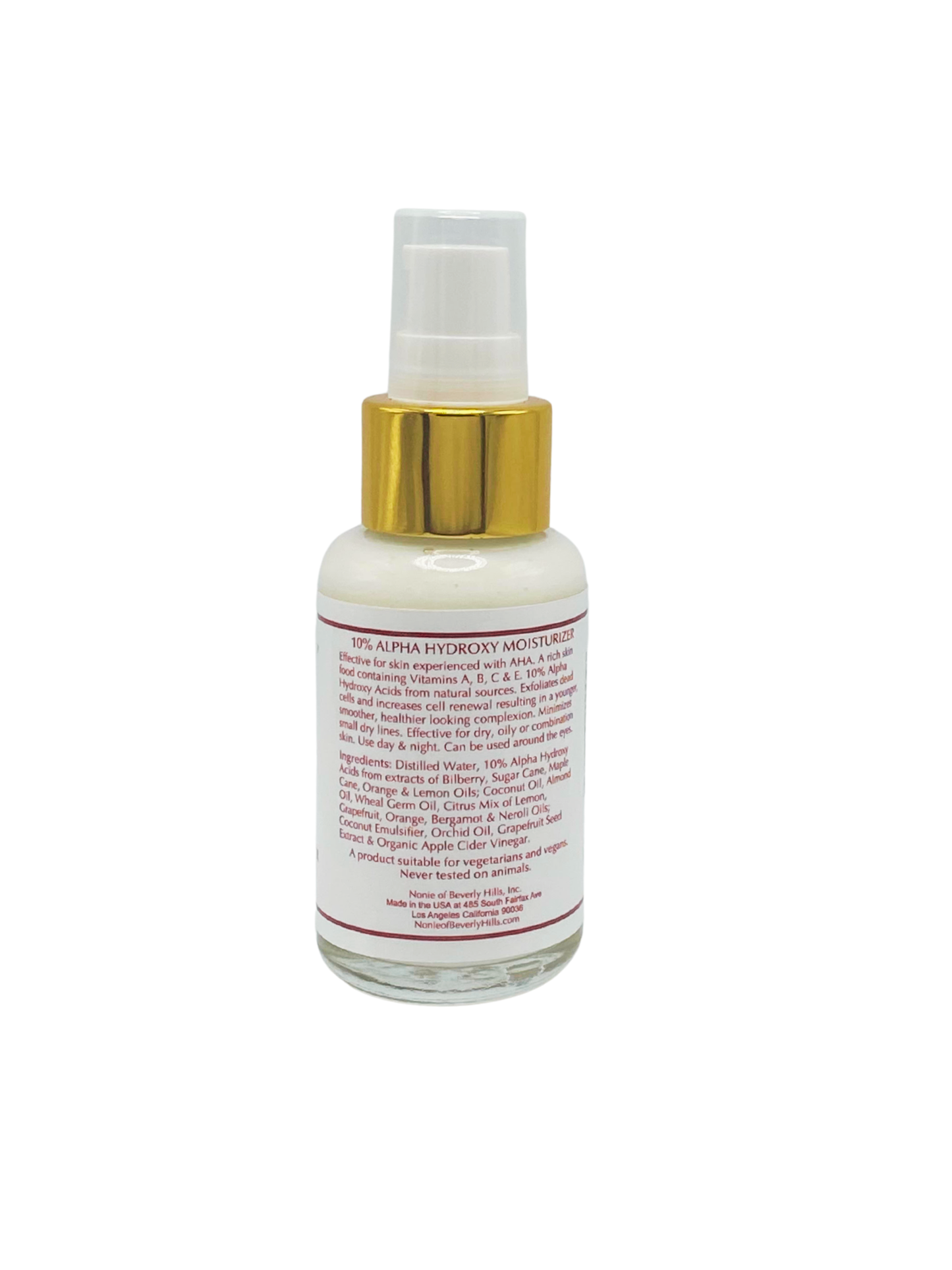 Nonie 10 percent back label ingredients