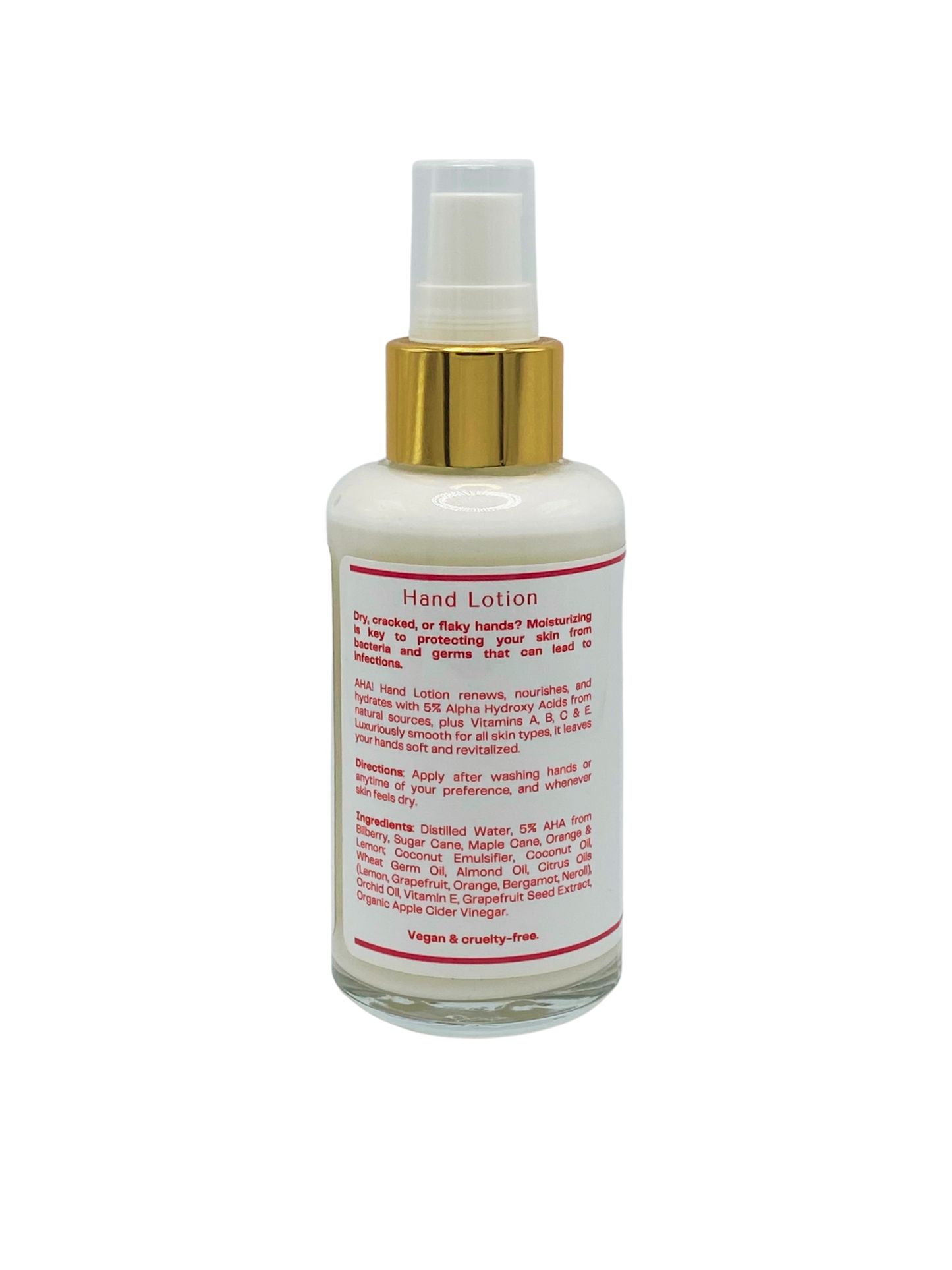 Nonie aha hand lotion back label ingredients