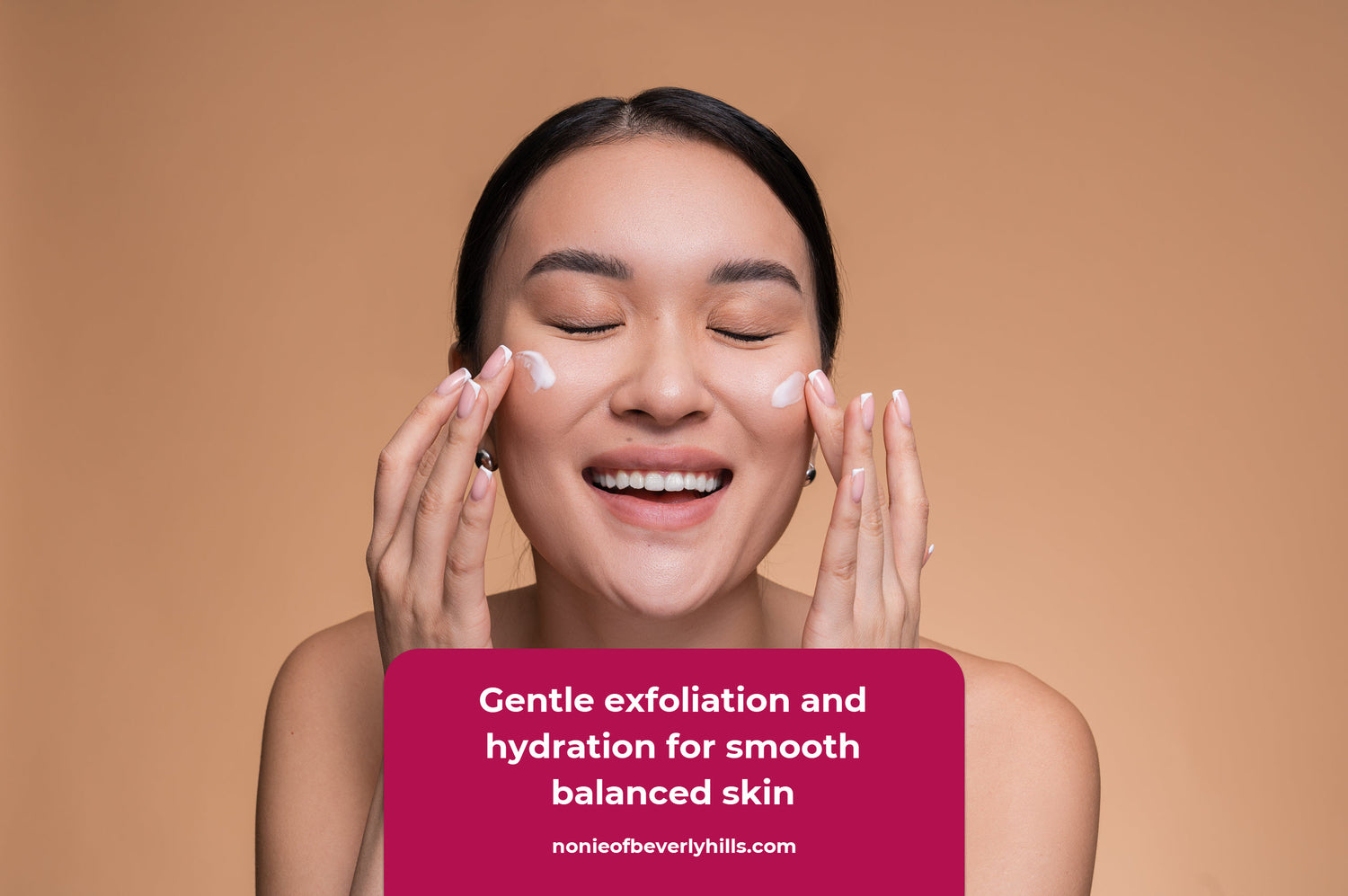Close up of smooth healthy skin with balanced moisture and refined texture. AHAs help brighten dullness, minimize uneven texture and support balance across the skin.