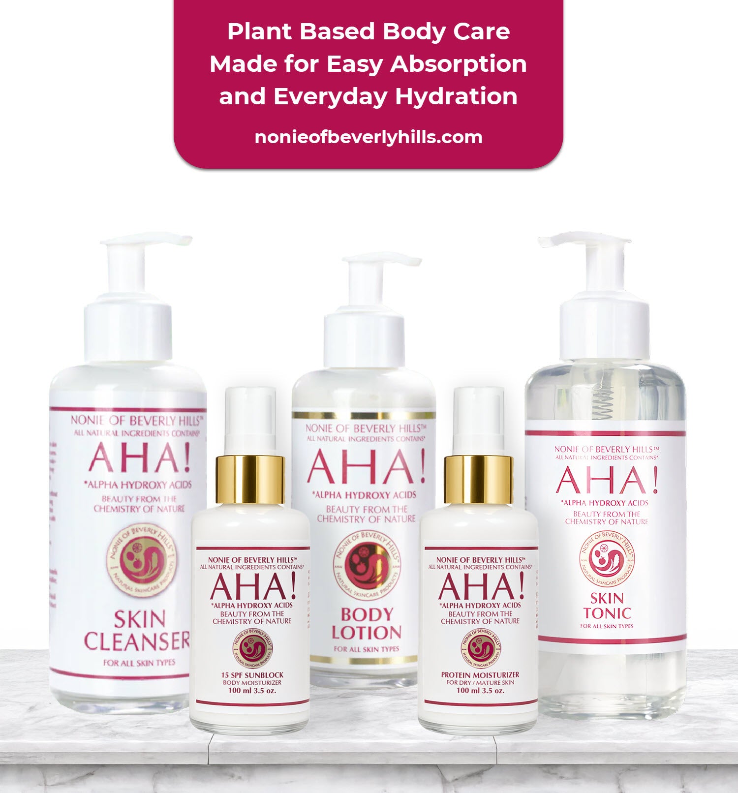 Nonie of Beverly Hills uses gentle plant based ingredients for comfortable daily care.