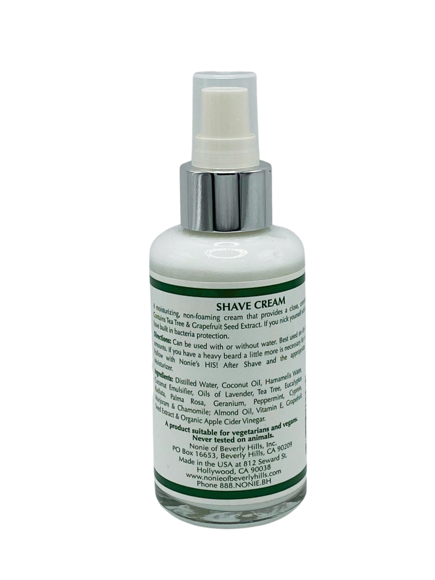 Nonie shave cream back label ingredients