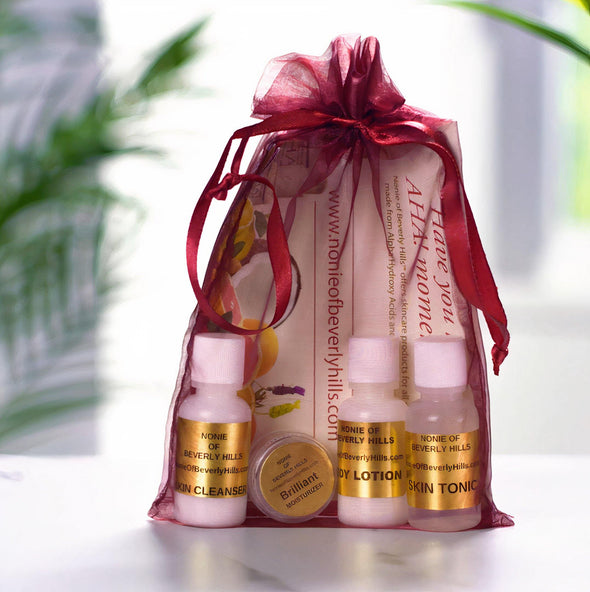 AHA! Sample Kit - AHA! Skin Cleanser, Tonic, Moisturizer, & Body Lotion - Nonie of Beverly Hills
